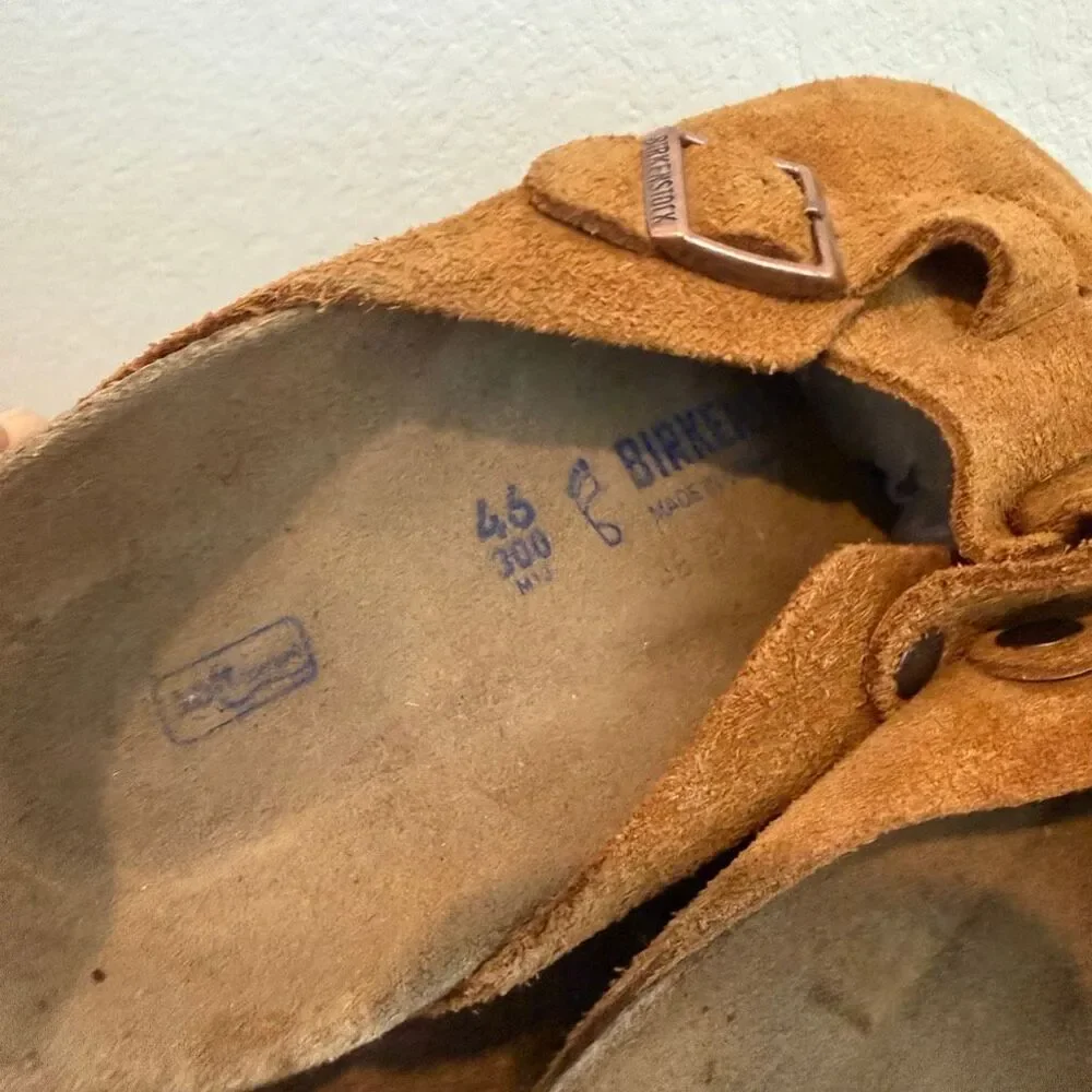 Birkenstock Mink Brown Leather Suede Boston Soft Footbed Clogs Men's Size 12